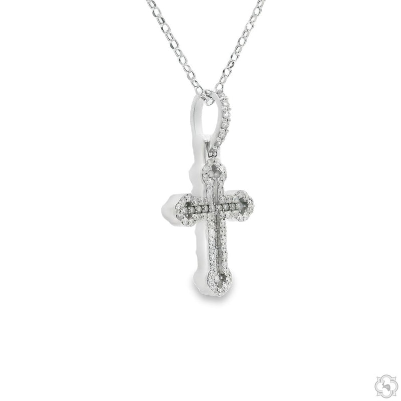 Small Diamond Cross Pendant Set 70874 - Image 2