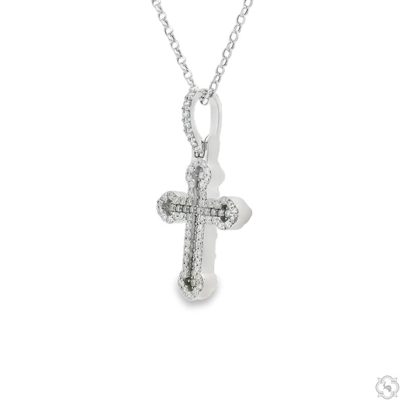 10K Gold Small Diamond Cross Pendant Set, photo 3 of 7