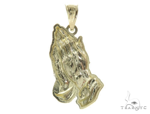 Small Two Tone Golden Prayer Pendant in 10K Gold, photo 3 of 6