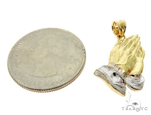 Small Two Tone Golden Prayer Pendant in 10K Gold, photo 4 of 6