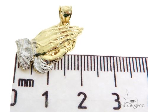 Small Two Tone Golden Prayer Pendant in 10K Gold, photo 6 of 6