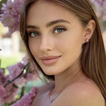 Small Sakura Sapphire Diamond Flower Earrings 66856 - Image 4