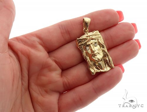Small Solid 10K Gold Jesus Pendant 56770 - Image 6