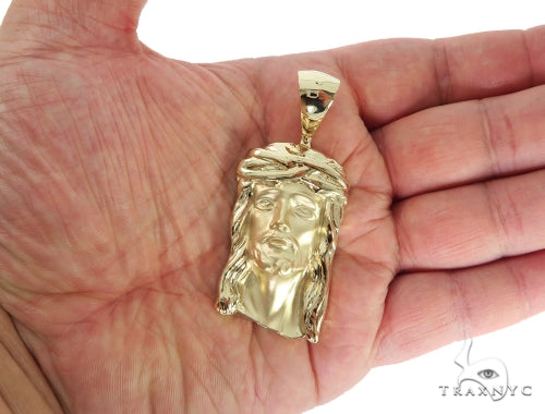 Solid 14K Gold Jesus Pendant 45363 - Image 5