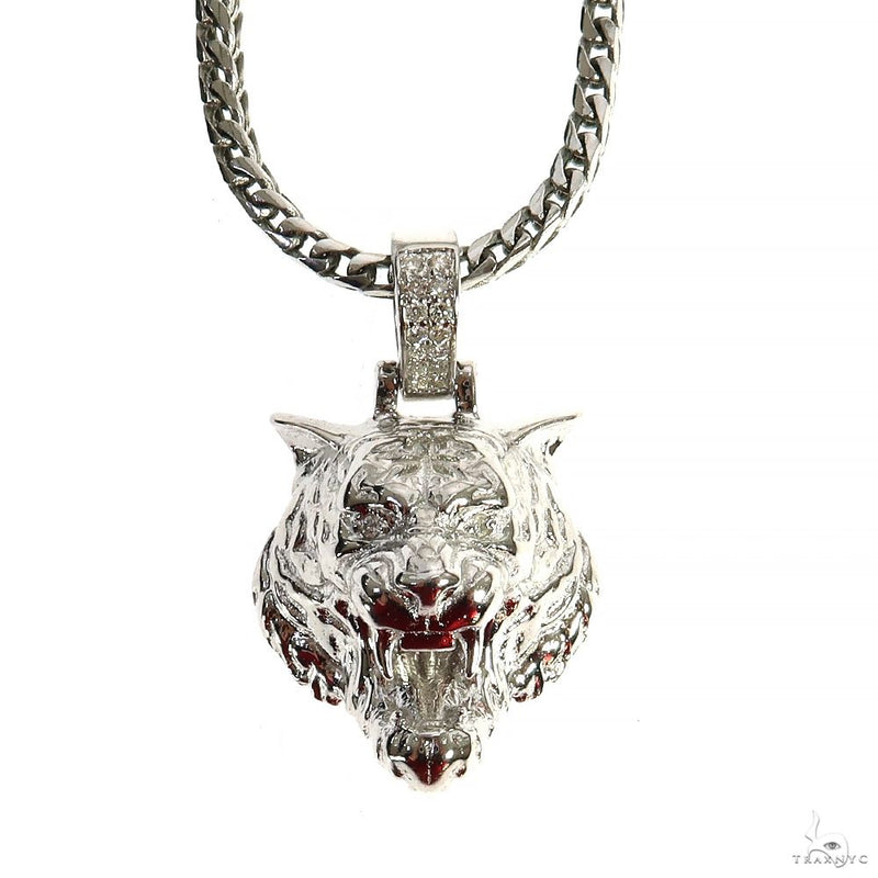 Small Tiger Head Pendant Set .925 Silver 70059 - Image 1
