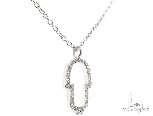 Small 18K White Gold Hamsa Hand Diamond Necklace, photo 2 of 5