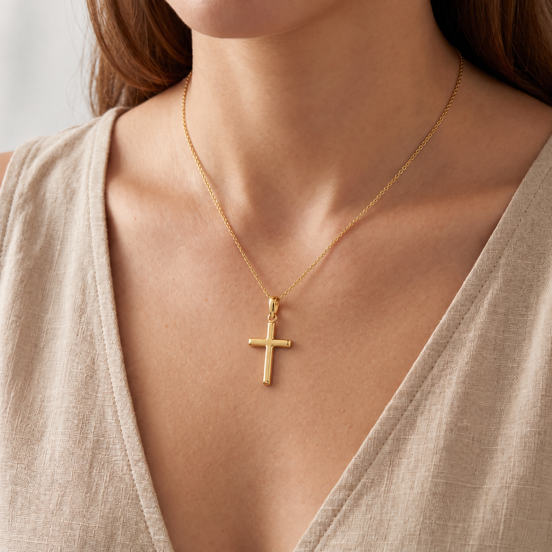 Small 14k Gold Cross Pendant, view 10