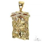 Solid 14K Gold Diamond Crown Jesus Pendant 66406 - Image 1