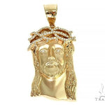 Solid 14K Gold Jesus Pendant With Diamond Crown 66152 - Image 1