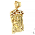 Solid 14K Gold Jesus Pendant With Diamond Crown 66152 - Image 2