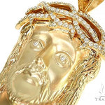 Solid 14K Gold Jesus Pendant With Diamond Crown 66152 - Image 4