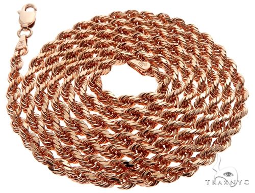 Solid 14K Rose Gold Rope Link Chain 24 Inches 3mm   64595 - Image 4