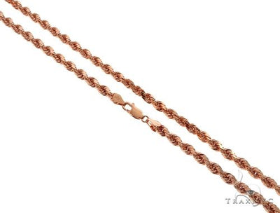 Solid 14K Rose Gold Rope Link Chain 24 Inches 4mm   64591 - Image 1