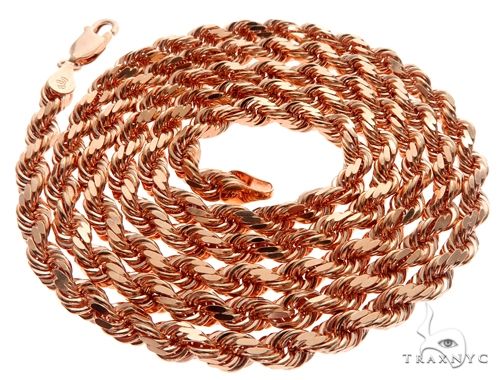 Solid 14K Rose Gold Rope Link Chain 24 Inches 4mm   64591 - Image 4