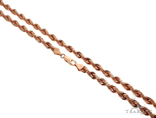 14k rose gold solid rope chain 6mm – close-up of twisted links showing warm rose tone