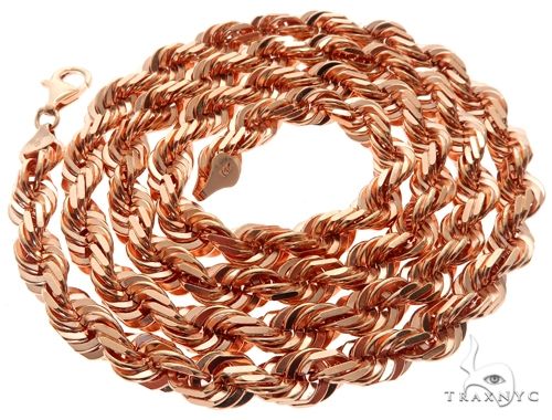 Solid 14K Rose Gold Rope Link Chain 26 Inches 7mm   64580 - Image 4