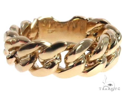 Solid 14K Yellow Gold Miami Cuban Link Ring 64678 - Image 2
