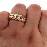 Solid 14K Yellow Gold Miami Cuban Link Ring 64678 - Image 6
