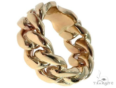 Solid 14K Yellow Gold Miami Cuban Link Ring 64679 - Image 1