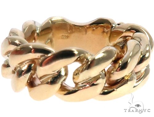 Solid 14K Yellow Gold Miami Cuban Link Ring 64679 - Image 2
