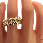 Solid 14K Yellow Gold Miami Cuban Link Ring 64679 - Image 5