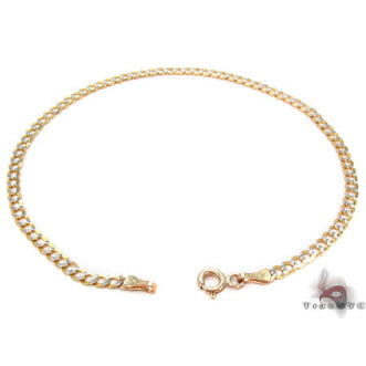 10K Gold Solid Cuban Diamond Cut Bracelet 3mm 8 inches, photo 2 of 6