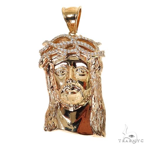 Solid Jesus Pendant With Diamond Crown 67589 - Image 1