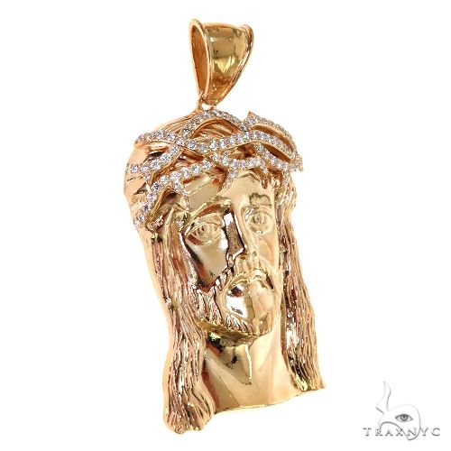 Solid Jesus Pendant With Diamond Crown 67589 - Image 2