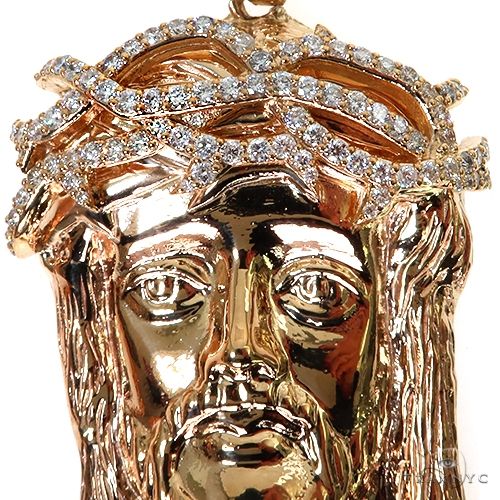 Solid Jesus Pendant With Diamond Crown 67589 - Image 3