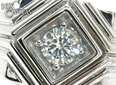 14K White Gold Mens Solitaire XL Ring, photo 3 of 7