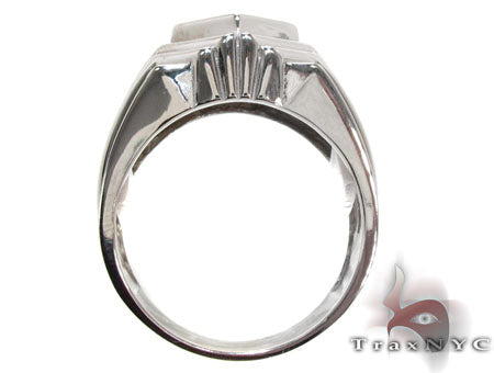 White Gold Mens Solitaire  XL Ring 2585 - Image 5