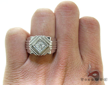 White Gold Mens Solitaire  XL Ring 2585 - Image 7