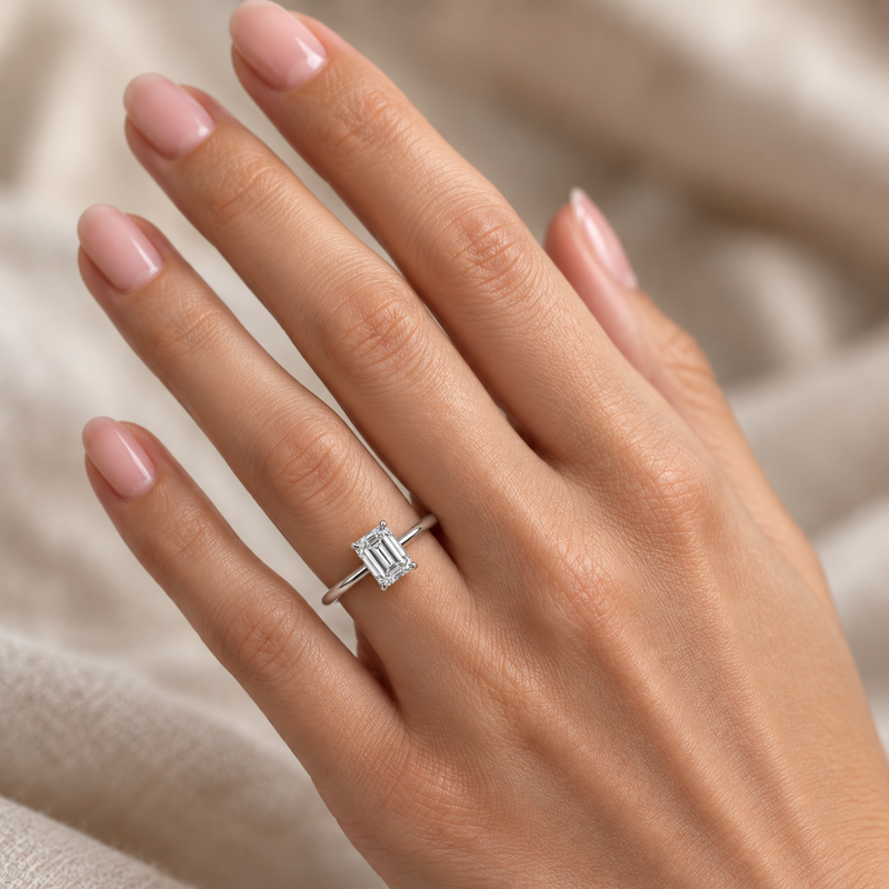 Solitaire Emerald Lab-Grown Diamond Engagement Ring 70114