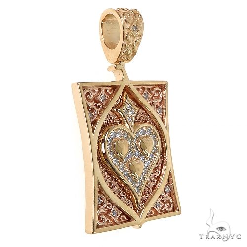 14K Gold Spade Card Diamond Pendant, photo 2 of 7