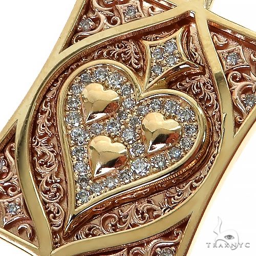 14K Gold Spade Card Diamond Pendant, photo 3 of 7