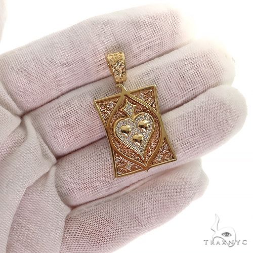 14K Gold Spade Card Diamond Pendant, photo 7 of 7
