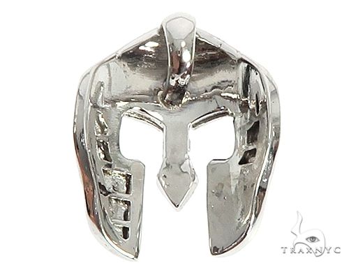 14K Gold Diamond Spartan Mask Pendant, view 3