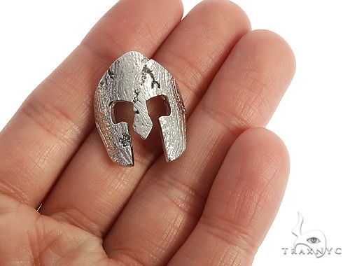 14K Gold Diamond Spartan Mask Pendant, view 5