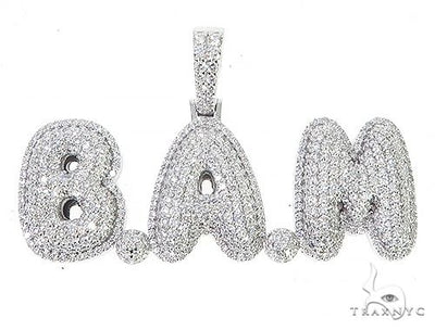 Special Custom White Gold Iced Out Diamond BAM Name Pendant 65249 - Image 1