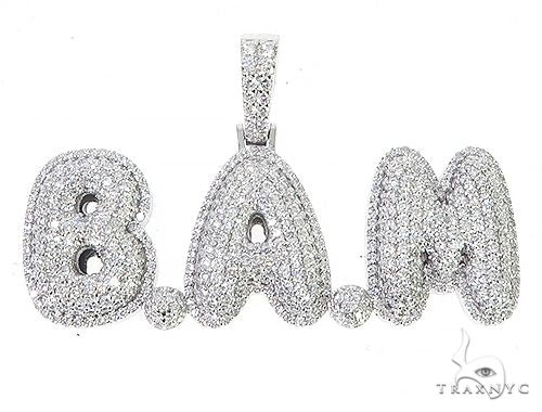 Special Custom White Gold Iced Out Diamond BAM Name Pendant 65249 - Image 1