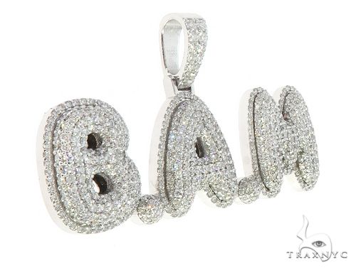 Special Custom White Gold Iced Out Diamond BAM Name Pendant 65249 - Image 2