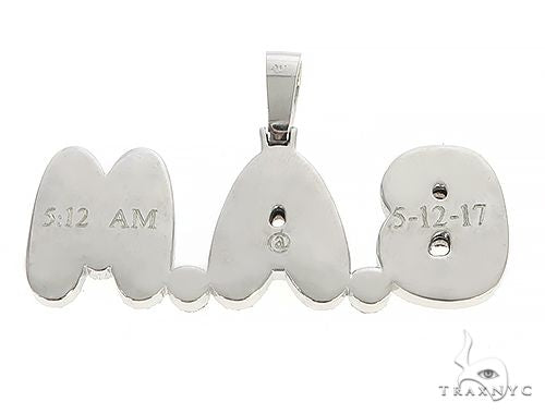 Special Custom White Gold Iced Out Diamond BAM Name Pendant 65249 - Image 3