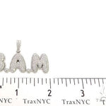 Special Custom White Gold Iced Out Diamond BAM Name Pendant 65249 - Image 6