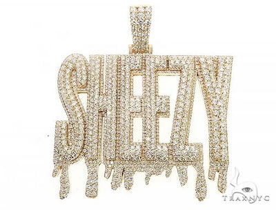 Special Custom Yellow Gold  Name Pendant Sheezy with Drip-Prong Set 65254 - Image 1