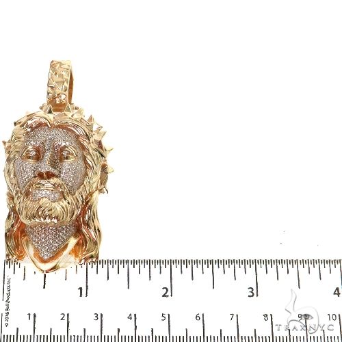 14K Gold Spikes Crown Jesus Head Diamond Pendant, photo 6 of 8