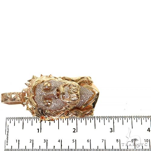 14K Gold Spikes Crown Jesus Head Diamond Pendant, photo 7 of 8