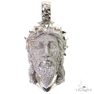 Spikes Crown Jesus Head Diamond Pendant 69404 - Image 1