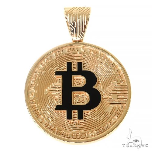 14K Gold TraxNYC Spinning Bitcoin Pendant 67366 - Image 1