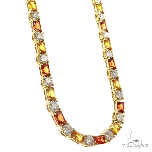 Sunset Serenity Emerald Cut Diamond Tennis Chain 69477 - Image 2