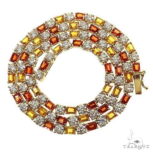 Sunset Serenity Emerald Cut Diamond Tennis Chain 69477 - Image 3